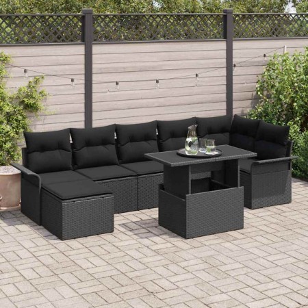 Conjunto de sofá de jardín con cojín 8 pcs Negro Poliratán en Sofás de exterior | Comprar online en Foru.es