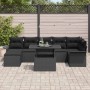 Conjunto de sofá de jardín con cojín 8 pcs Negro Poliratán en Sofás de exterior | Comprar online en Foru.es