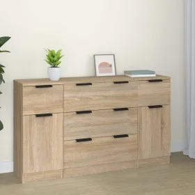 Set de aparador 3 pzas madera contrachapada color roble Sonoma de vidaXL, Aparadores - Ref: Foro24-3115822, Precio: 177,04 €,...