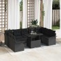 Conjunto de sofá de jardín con cojín 10 pcs Negro Poliratán en Sofás de exterior | Comprar online en Foru.es