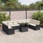 Conjunto de sofá de jardín con cojín 11 pcs Negro Poliratán en Sofás de exterior | Comprar online en Foru.es