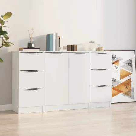 Aparadores 3 piezas madera contrachapada blanco de vidaXL, Aparadores - Ref: Foro24-3115836, Precio: 167,57 €, Descuento: %
