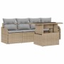 Conjunto de sofá de jardín con cojín 5 pcs Beige Poliratán en Sofás de exterior | Comprar online en Foru.es