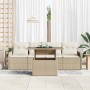 Conjunto de sofá de jardín con cojín 5 pcs Beige Poliratán en Sofás de exterior | Comprar online en Foru.es