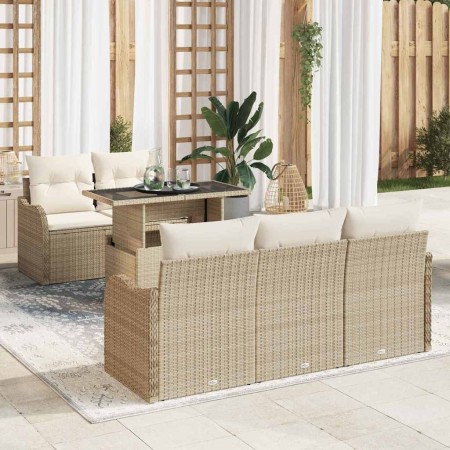 Conjunto de sofá de jardín 6 pcs Beige ratán sintético en Sofás de exterior | Comprar online en Foru.es