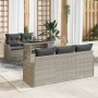 Conjunto de sofá de jardín 6 pcs Gris Claro ratán sintético en Sofás de exterior | Comprar online en Foru.es