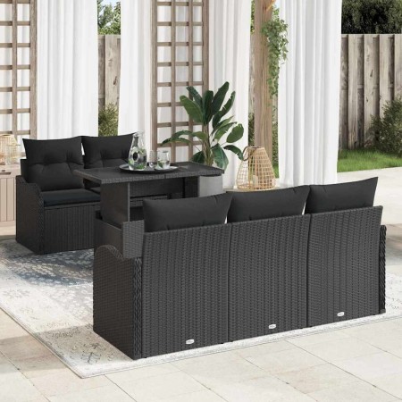 Conjunto de sofá de jardín 6 pcs Negro ratán sintético en Sofás de exterior | Comprar online en Foru.es