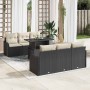 Conjunto de sofá de jardín con cojín 7 pcs Negro Poliratán en Sofás de exterior | Comprar online en Foru.es