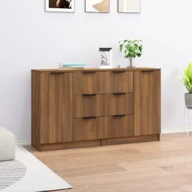 Aparadores 2 uds madera contrachapada roble marrón 60x30x70 cm de vidaXL, Aparadores - Ref: Foro24-3115795, Precio: 156,43 €,...