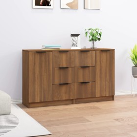 Aparadores 2 uds madera contrachapada roble marrón 60x30x70 cm de vidaXL, Aparadores - Ref: Foro24-3115795, Precio: 158,86 €,...