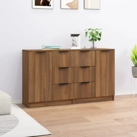 Aparadores 2 uds madera contrachapada roble marrón 60x30x70 cm de vidaXL, Aparadores - Ref: Foro24-3115795, Precio: 156,43 €,...