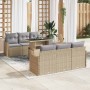 Conjunto de sofá de jardín con cojín 7 pcs Beige Poliratán en Sofás de exterior | Comprar online en Foru.es