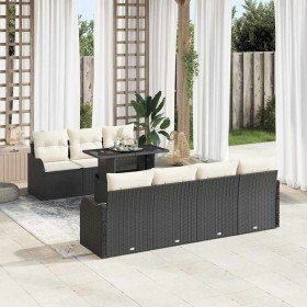 Conjunto de sofá de jardín con cojín 8 pcs Negro Poliratán en Sofás de exterior | Comprar online en Foru.es
