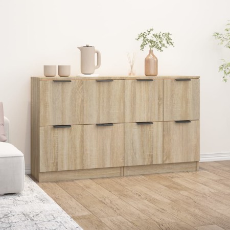 Aparadores 2 uds madera contrachapada roble Sonoma 60x30x70 cm de vidaXL, Aparadores - Ref: Foro24-3115806, Precio: 126,71 €,...