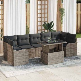 Conjunto de sofá de jardín con cojín 8 pcs Gris ratán sintético en Sofás de exterior | Comprar online en Foru.es