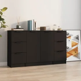 Sideboards 3 pieces black plywood by vidaXL, Sideboards - Ref: Foro24-3115837, Price: 169,62 €, Discount: %