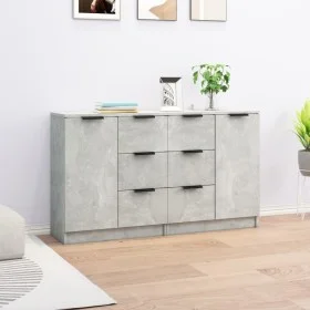 Aparadores 2 uds madera contrachapada gris hormigón 60x30x70 cm de vidaXL, Aparadores - Ref: Foro24-3115791, Precio: 125,51 €...