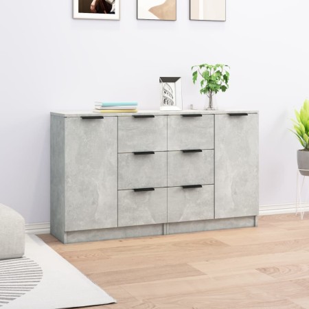Aparadores 2 uds madera contrachapada gris hormigón 60x30x70 cm de vidaXL, Aparadores - Ref: Foro24-3115791, Precio: 127,57 €...