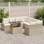Conjunto de sofá de jardín con cojín 9 pcs Beige Poliratán en Sofás de exterior | Comprar online en Foru.es
