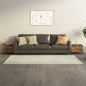 Mesas de centro con patas metal 2 uds roble ahumado 50x50x40 cm de vidaXL, Mesas de centro - Ref: Foro24-817538, Precio: 74,8...