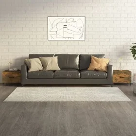 Mesas de centro con patas metal 2 uds roble ahumado 50x50x40 cm de vidaXL, Mesas de centro - Ref: Foro24-817538, Precio: 63,0...