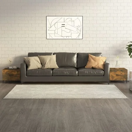 Mesas de centro con patas metal 2 uds roble ahumado 50x50x40 cm de vidaXL, Mesas de centro - Ref: Foro24-817538, Precio: 63,0...