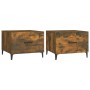 Mesas de centro con patas metal 2 uds roble ahumado 50x50x40 cm de vidaXL, Mesas de centro - Ref: Foro24-817538, Precio: 74,8...