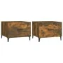 Mesas de centro con patas metal 2 uds roble ahumado 50x50x40 cm de vidaXL, Mesas de centro - Ref: Foro24-817538, Precio: 63,0...