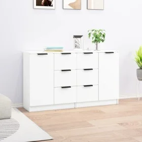 Aparadores 2 uds madera contrachapada blanco 60x30x70 cm de vidaXL, Aparadores - Ref: Foro24-3115788, Precio: 173,44 €, Descu...