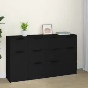 Set de aparador de 3 piezas de madera contrachapada negro de vidaXL, Aparadores - Ref: Foro24-3115821, Precio: 170,59 €, Desc...