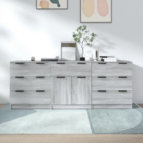 Aparador de 3 piezas madera contrachapada gris Sonoma de vidaXL, Aparadores - Ref: Foro24-3115802, Precio: 241,27 €, Descuent...