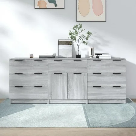 Sonoma Gray Plywood 3-Piece Sideboard by vidaXL, Sideboards - Ref: Foro24-3115802, Price: 236,20 €, Discount: %