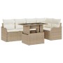 Conjunto de comedor con cojín 6 pcs Beige Poliratán en Sofás de exterior | Comprar online en Foru.es