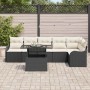Conjunto de sofá de jardín con cojín 7 pcs Negro Poliratán en Sofás de exterior | Comprar online en Foru.es