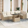 Conjunto de sofá de jardín con cojín 7 pcs Beige Poliratán en Sofás de exterior | Comprar online en Foru.es