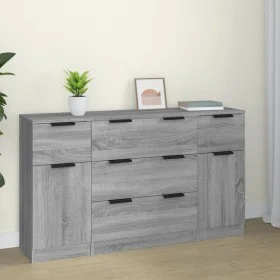 3-teiliges Sideboard-Set aus Sonoma-grauem Sperrholz von vidaXL, Sideboards - Ref: Foro24-3115826, Preis: 181,96 €, Rabatt: %
