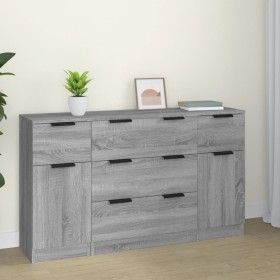 Set de aparador 3 piezas madera contrachapada gris sonoma de vidaXL, Aparadores - Ref: Foro24-3115826, Precio: 185,67 €, Desc...