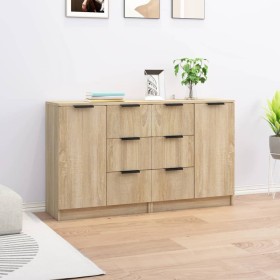 Aparadores 2 uds madera contrachapada roble Sonoma 60x30x70 cm de vidaXL, Aparadores - Ref: Foro24-3115790, Precio: 166,47 €,...