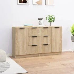 Aparadores 2 uds madera contrachapada roble Sonoma 60x30x70 cm de vidaXL, Aparadores - Ref: Foro24-3115790, Precio: 173,31 €,...