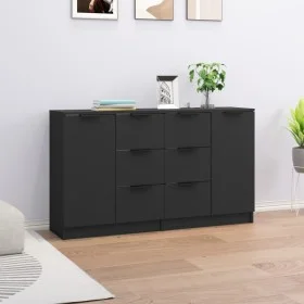 Aparadores 2 uds madera contrachapada negro 60x30x70 cm de vidaXL, Aparadores - Ref: Foro24-3115789, Precio: 169,01 €, Descue...