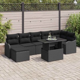Conjunto de sofá de jardín con cojín 8 pcs Negro Poliratán en Sofás de exterior | Comprar online en Foru.es