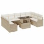 Conjunto de sofá de jardín con cojín 10 pcs Beige Poliratán en Sofás de exterior | Comprar online en Foru.es