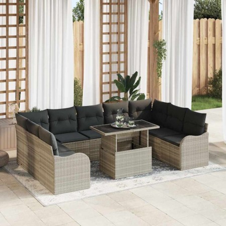 Conjunto de sofá de jardín 10 pcs Gris claro Poliratán en Sofás de exterior | Comprar online en Foru.es