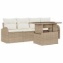 Conjunto de sofá de jardín con cojín 5 pcs Beige Poliratán en Sofás de exterior | Comprar online en Foru.es