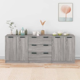 Aparador de 3 piezas madera contrachapada gris Sonoma de vidaXL, Aparadores - Ref: Foro24-3115786, Precio: 224,53 €, Descuent...