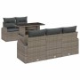 Conjunto de sofá de jardín con cojín 6 pcs Gris ratán sintético en Sofás de exterior | Comprar online en Foru.es