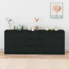 3-piece black plywood sideboard by vidaXL, Sideboards - Ref: Foro24-3115781, Price: 191,12 €, Discount: %