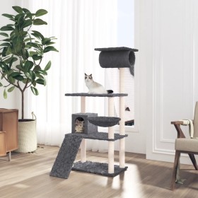 Rascador para gatos con postes de sisal gris oscuro 131 cm de vidaXL, Mobiliario para gatos - Ref: Foro24-171605, Precio: 60,...