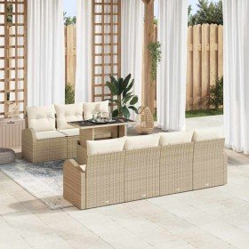 Conjunto de sofá de jardín con cojín 8 pcs Beige Poliratán en Sofás de exterior | Comprar online en Foru.es