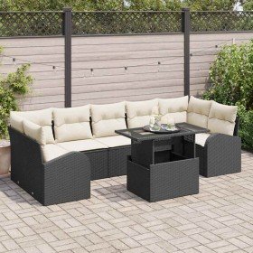 Conjunto de sofá de jardín con cojín 8 pcs Negro Poliratán en Sofás de exterior | Comprar online en Foru.es